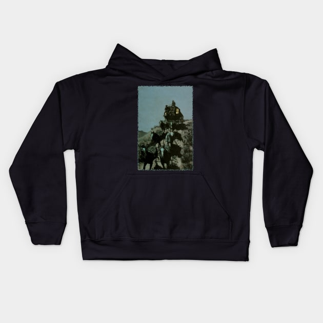 Stagecoach by Frederic Remington Kids Hoodie by MasterpieceCafe